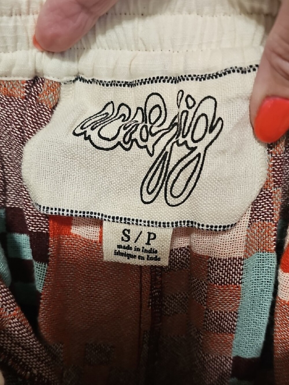 Ace & Jig Patchwork Pants in Orange, Mint, Brown & Cream - Picture 3 of 4